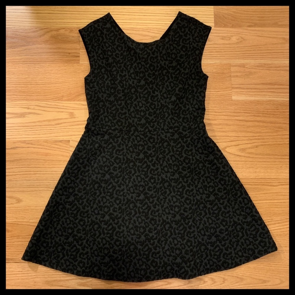 BOGO FREE Loft Black Leopard Print Fit And Flare Dress